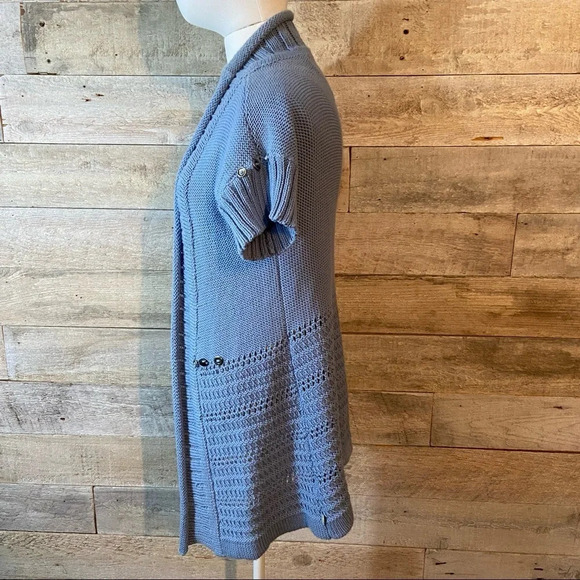 Pure handknit women’s blue  open cardigan sweater‎ in size x-small/small - Picture 2 of 10